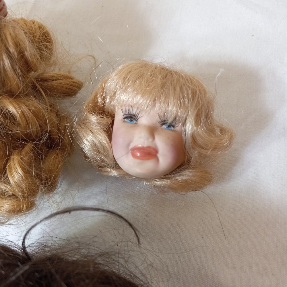 Three Porcelain Doll Heads One set of Hands and Feet - Picture 4 of 5